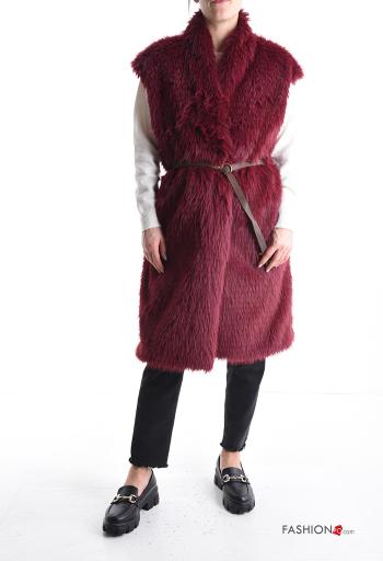 faux fur Gilet with belt with lining - ph 1