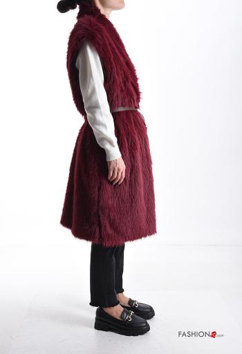 faux fur Gilet with belt with lining - ph 3