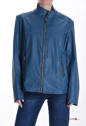 faux leather Jacket with pockets without lining with zip - ph 1
