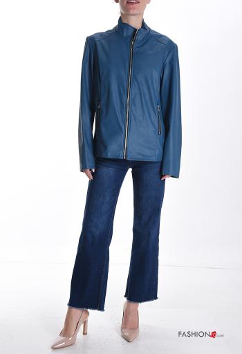 faux leather Jacket with pockets without lining with zip - ph 5