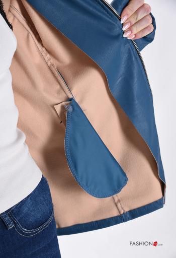 faux leather Jacket with pockets without lining with zip - ph 6