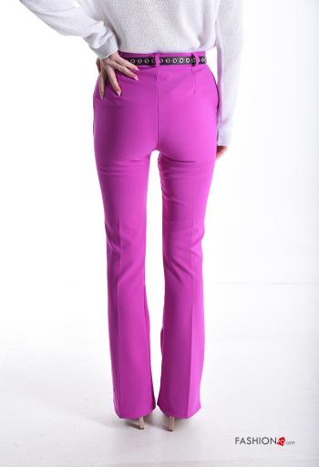 flared Trousers with belt with buttons with zip with pockets - ph 2