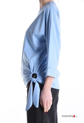 crew neck Long sleeved top with knot 3/4 sleeve - ph 3