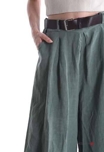 lange Hose aus Leinen mit Gürtel mit gummizug mit Taschen - ph 4