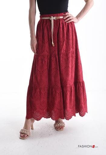 bell Cotton Skirt with belt broderie anglaise