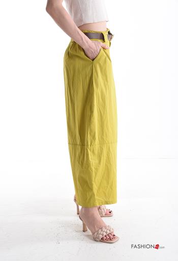 Oversize Hose aus Baumwolle mit Gürtel mit gummizug mit Taschen - ph 3