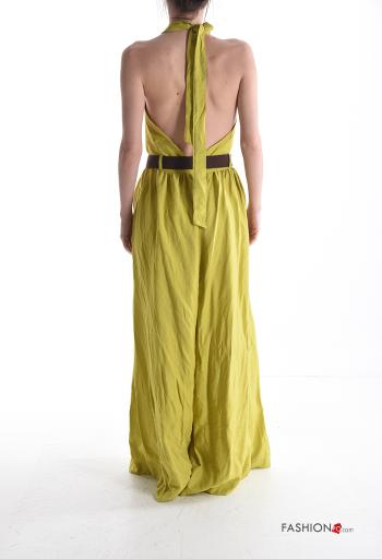ärmellos rückenfrei lange wide leg Overall mit Gürtel mit knoten mit Taschen - ph 2