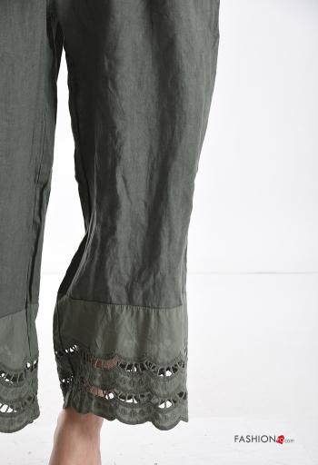 Hose aus Leinen mit Taschen englische stickerei mit gummizug - ph 4