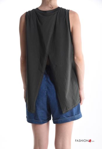 sleeveless crew neck backless Cotton Top with bow - ph 2