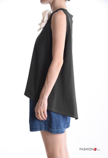 sleeveless crew neck backless Cotton Top with bow - ph 3