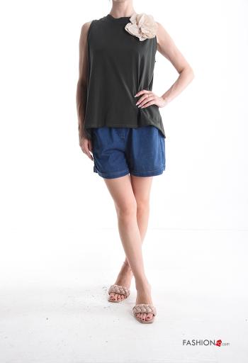 sleeveless crew neck backless Cotton Top with bow - ph 5