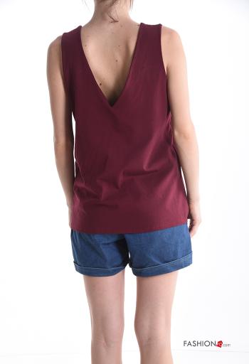 backless sleeveless with buckle adjustable Cotton Top with v-neck plunging neckline - ph 2