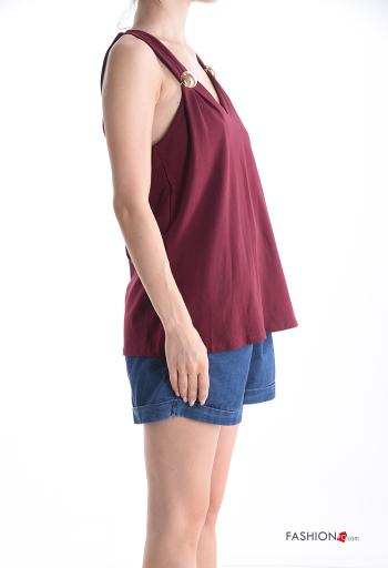 backless sleeveless with buckle adjustable Cotton Top with v-neck plunging neckline - ph 3