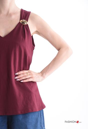 backless sleeveless with buckle adjustable Cotton Top with v-neck plunging neckline - ph 4