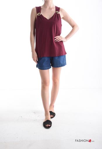 backless sleeveless with buckle adjustable Cotton Top with v-neck plunging neckline - ph 5
