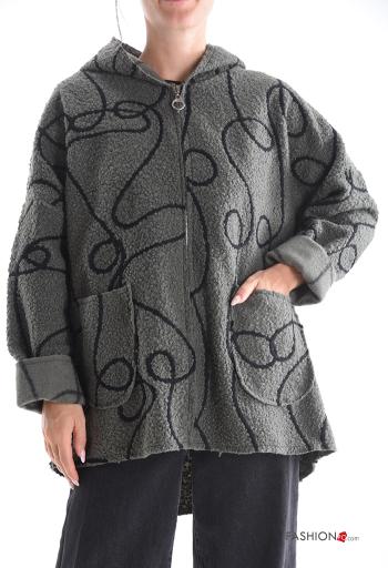 Jacket with pockets without lining with zip with hood