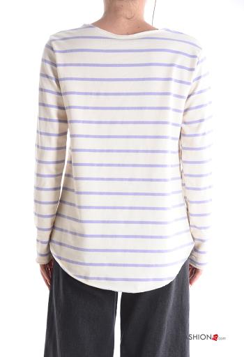 Striped long sleeve crew neck napped Cotton Long sleeved top - ph 2
