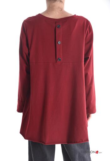 oversized asymmetrical Cotton Long sleeved top with flounces with buttons - ph 2