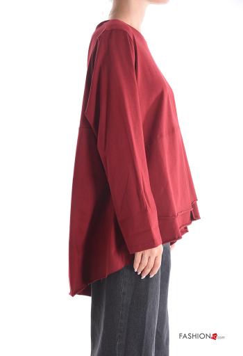 oversized asymmetrical Cotton Long sleeved top with flounces with buttons - ph 3