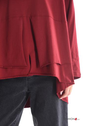 oversized asymmetrical Cotton Long sleeved top with flounces with buttons - ph 4