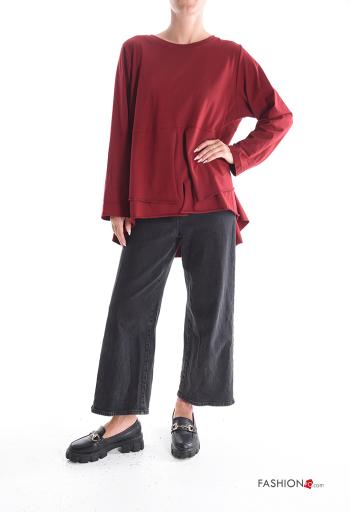 oversized asymmetrical Cotton Long sleeved top with flounces with buttons - ph 5