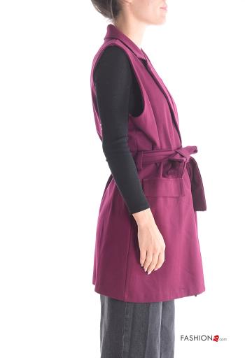 Gilet with buttons with fabric belt - ph 3
