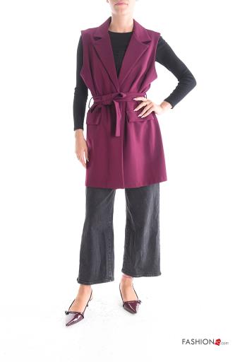Gilet with buttons with fabric belt - ph 5
