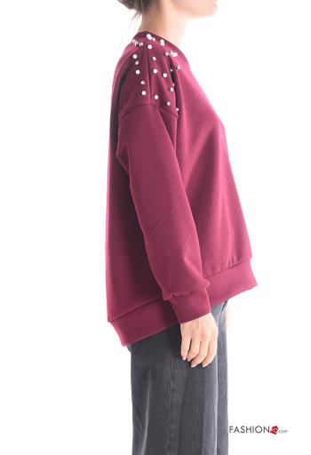 crew neck Sweatshirt with pearls with rhinestones - ph 3