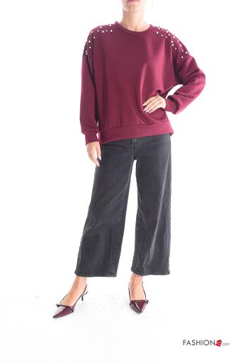 crew neck Sweatshirt with pearls with rhinestones - ph 5