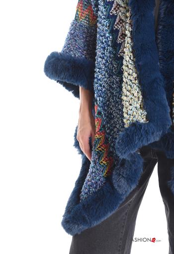 Multicoloured faux fur Poncho - ph 4