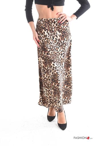 Animal print satin Longuette Skirt - ph 1