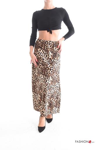 Animal print satin Longuette Skirt - ph 5