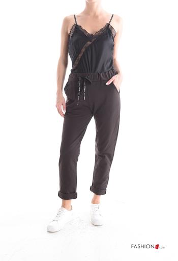napped Cotton Joggers with pockets with drawstring - ph 5