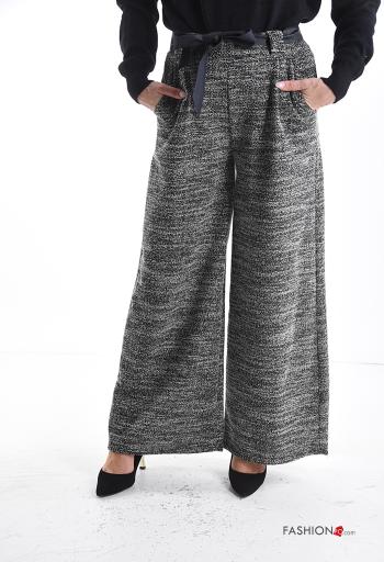 wide leg Trousers with pockets with elastic with ribbon