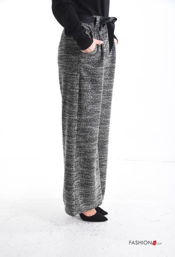 wide leg Trousers with pockets with elastic with ribbon - ph 3