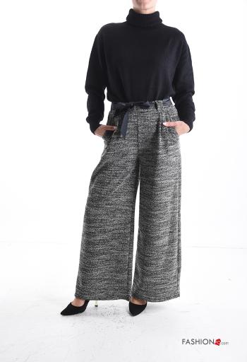 wide leg Trousers with pockets with elastic with ribbon - ph 5