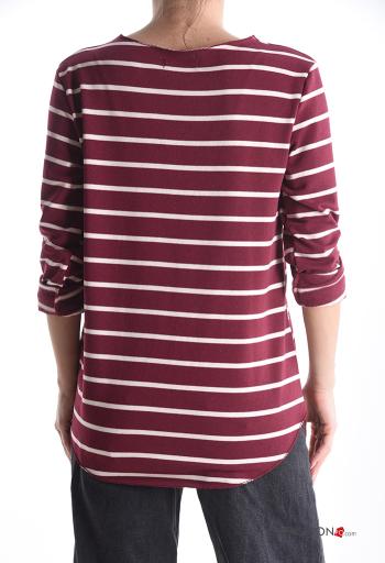 Striped napped crew neck Cotton Long sleeved top - ph 2