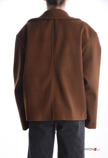 kurz mit kragen Mantel mit Knöpfen mit Futter mit Fransen mit Taschen - ph 2