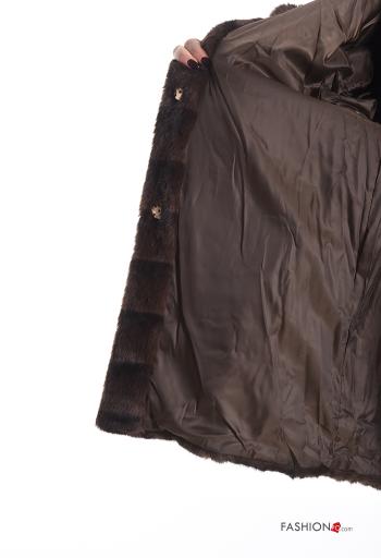 faux fur Coat with belt with hood with pockets - ph 6