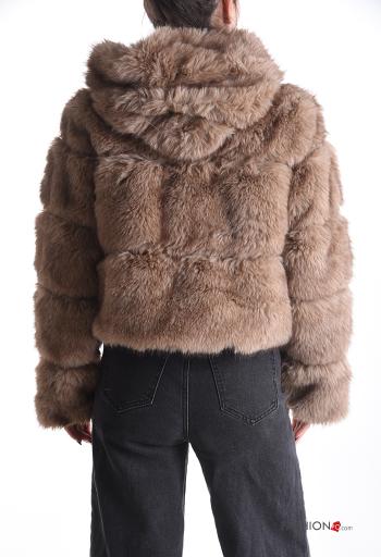 Bomber fourrure synthétique avec poches à capuche avec fermeture éclair - ph 2