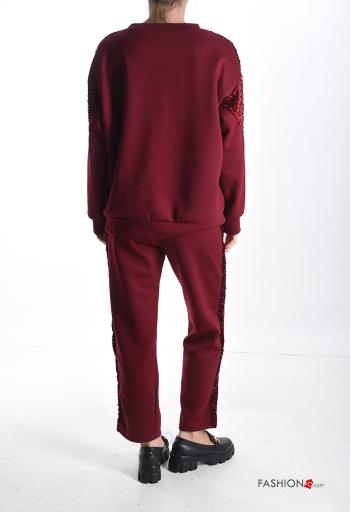 napped crew neck Sports set with sequins with pockets - ph 2