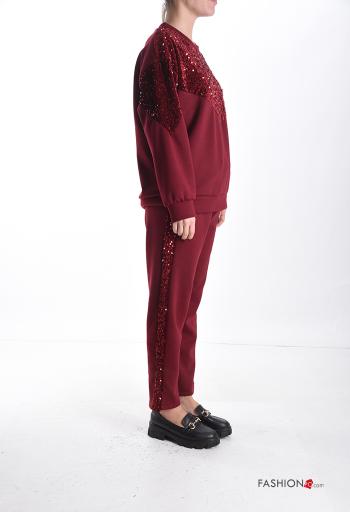napped crew neck Sports set with sequins with pockets - ph 3