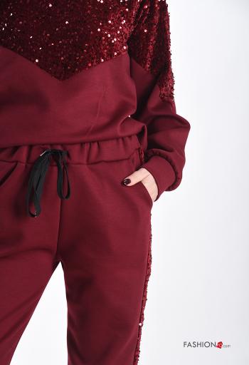 napped crew neck Sports set with sequins with pockets - ph 4