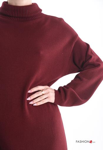 Vestido manga comprida com gola subida com fenda - ph 4