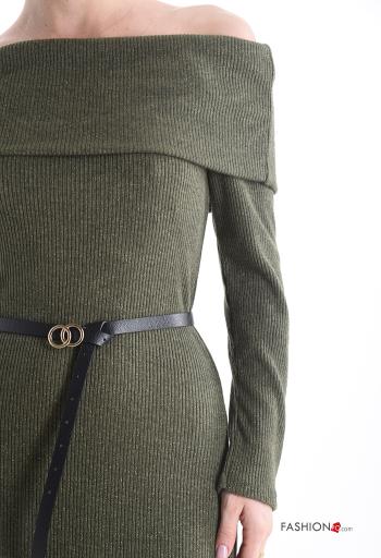 lurex Ribbed Dress with belt bardot neckline - ph 4