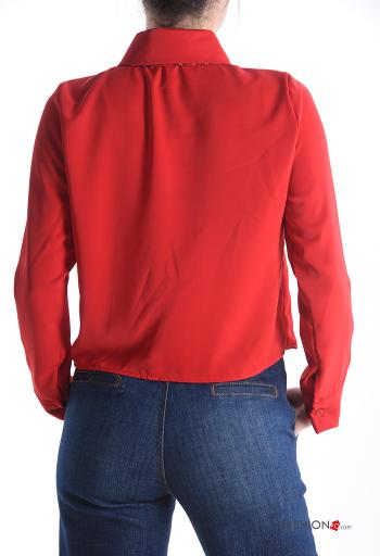 Camicia corto maniche lunghe con colletto con bottoni con sciarpa - ph 2