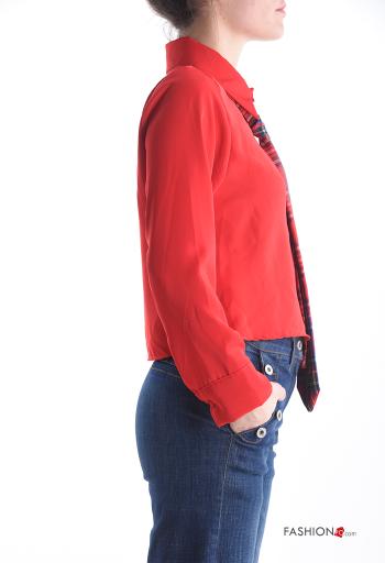 Camicia corto maniche lunghe con colletto con bottoni con sciarpa - ph 3