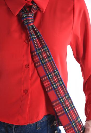 Camicia corto maniche lunghe con colletto con bottoni con sciarpa - ph 4