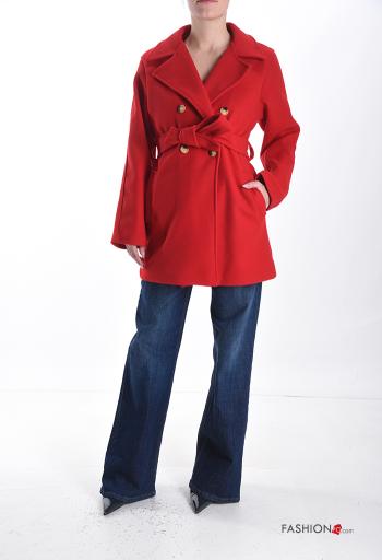 Manteau croisé courte avec poches avec doublure avec ceinture - ph 5