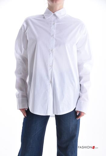 Aufschriftes Muster lange ärmel mit kragen Hemd aus Baumwolle mit Knöpfen